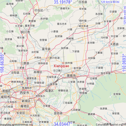 Xiangqiao on map