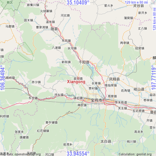 Xiangong on map