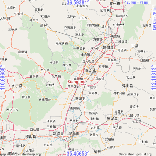 Xiangling on map