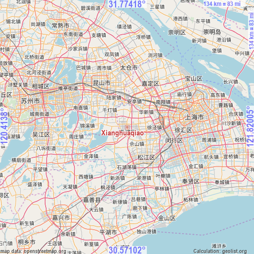 Xianghuaqiao on map