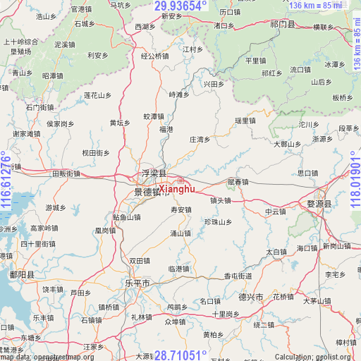 Xianghu on map