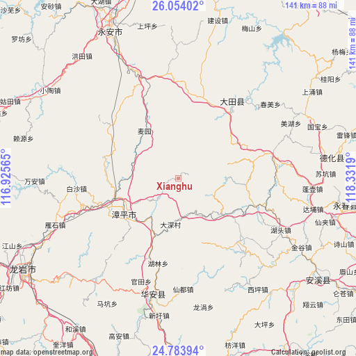 Xianghu on map