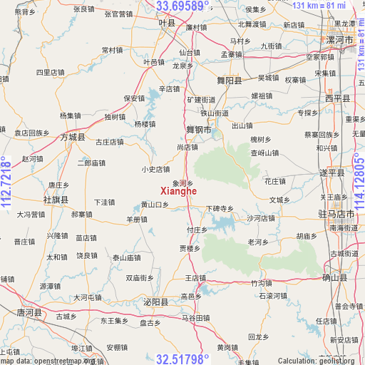 Xianghe on map