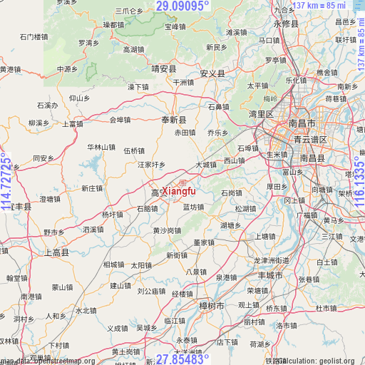 Xiangfu on map