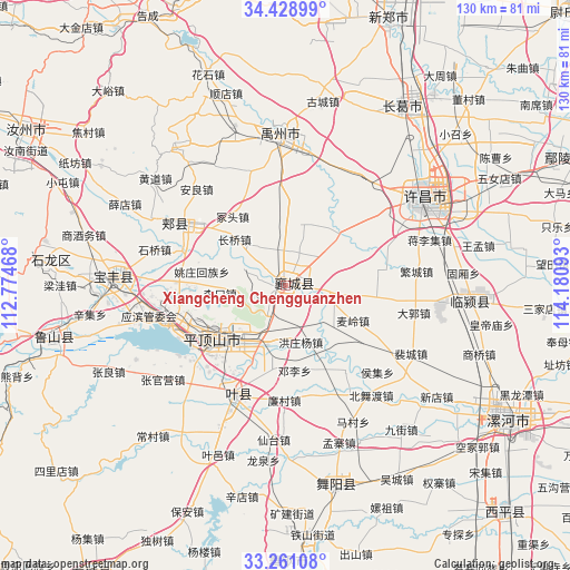 Xiangcheng Chengguanzhen on map