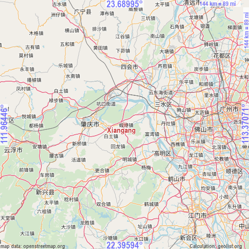 Xiangang on map