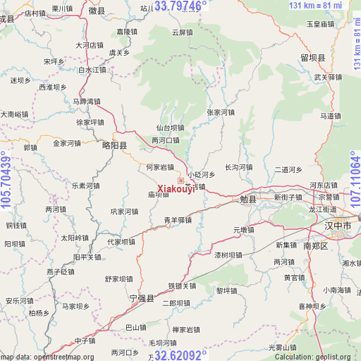 Xiakouyi on map