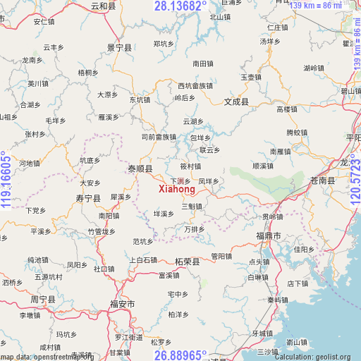 Xiahong on map