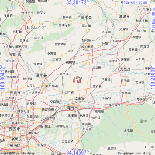 Xiaji on map