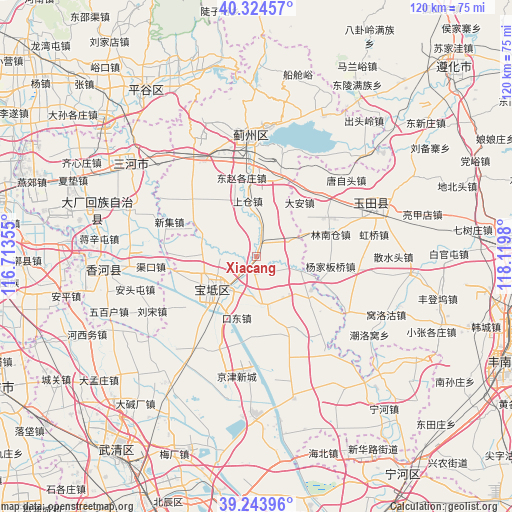 Xiacang on map