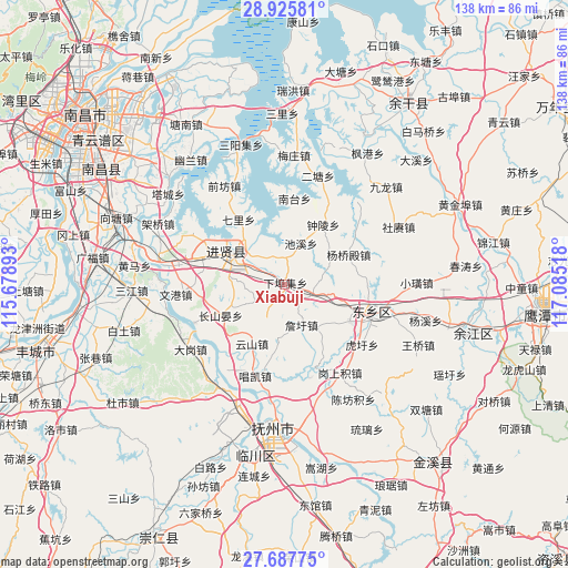 Xiabuji on map