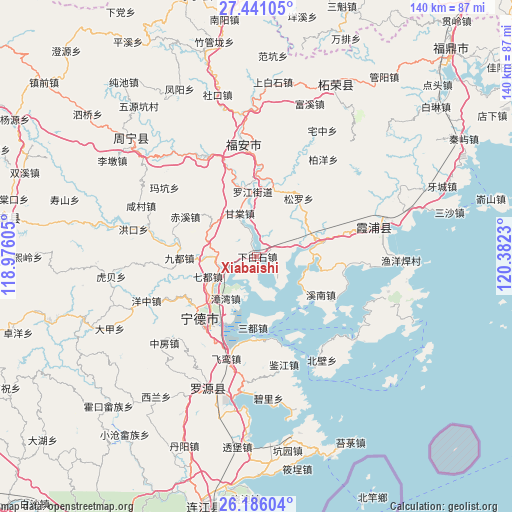 Xiabaishi on map