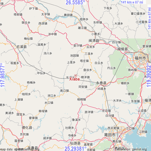 Xiaba on map