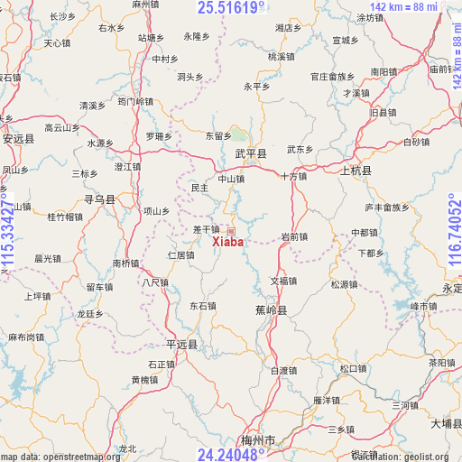 Xiaba on map