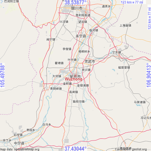 Wuzhong on map
