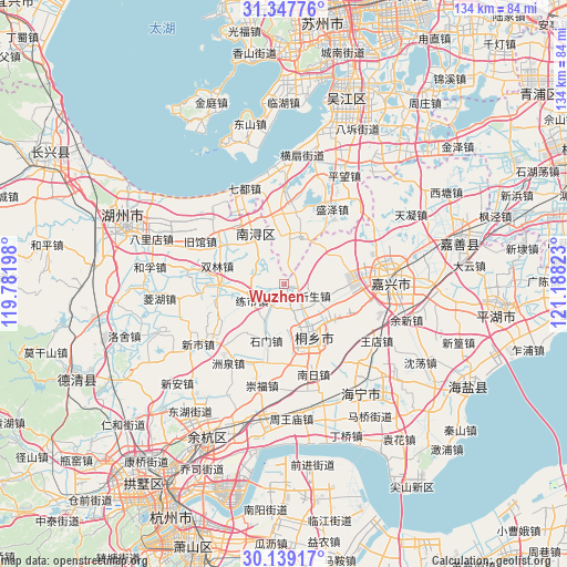 Wuzhen on map