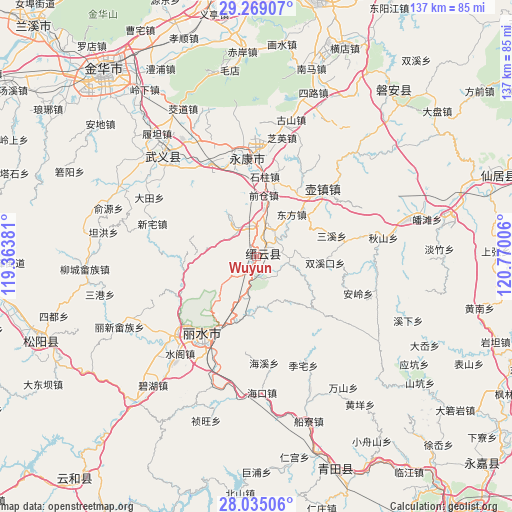 Wuyun on map