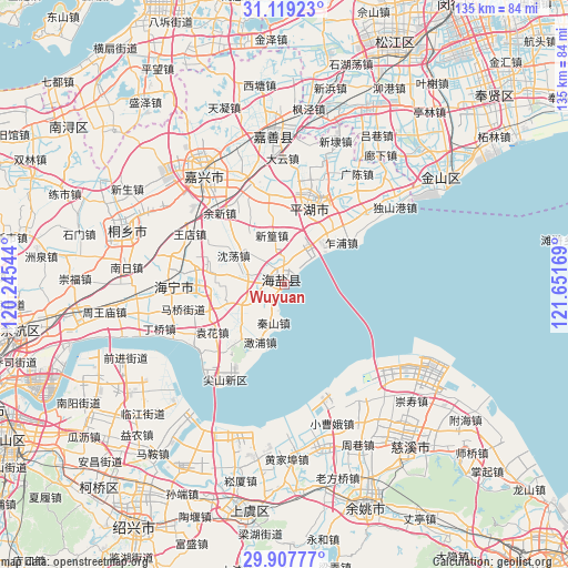 Wuyuan on map