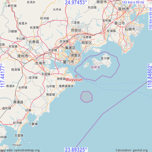 Wuyucun on map