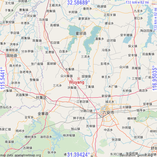 Wuyang on map