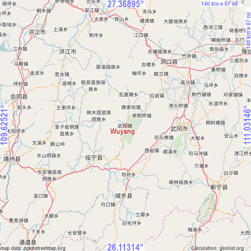 Wuyang on map