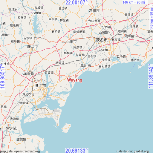 Wuyang on map