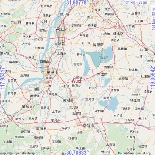 Wuxi on map