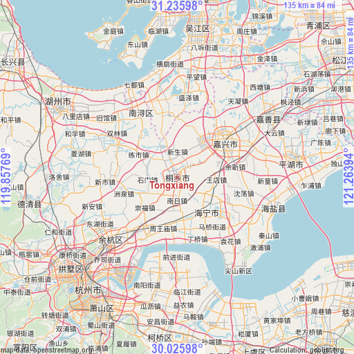Tongxiang on map