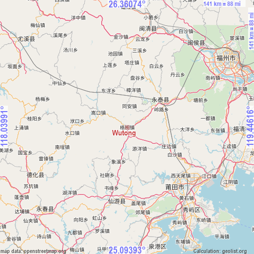 Wutong on map