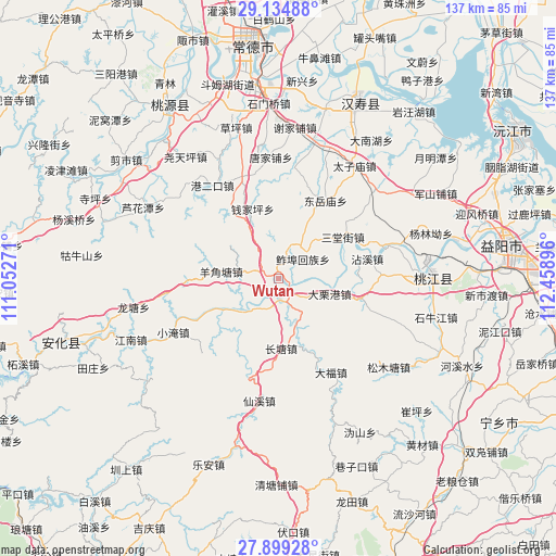 Wutan on map