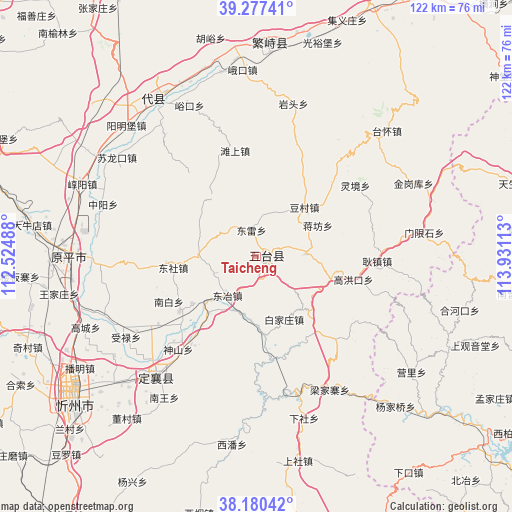 Taicheng on map