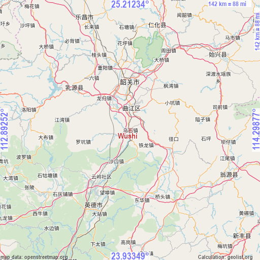 Wushi on map