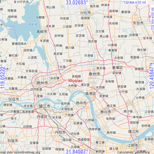 Wuqiao on map