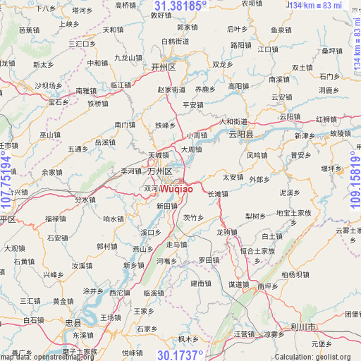 Wuqiao on map