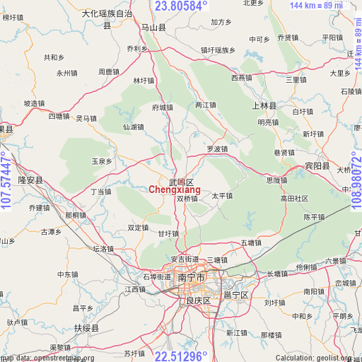 Chengxiang on map