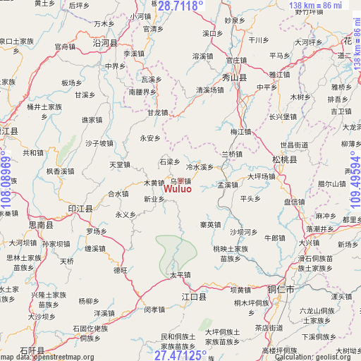 Wuluo on map