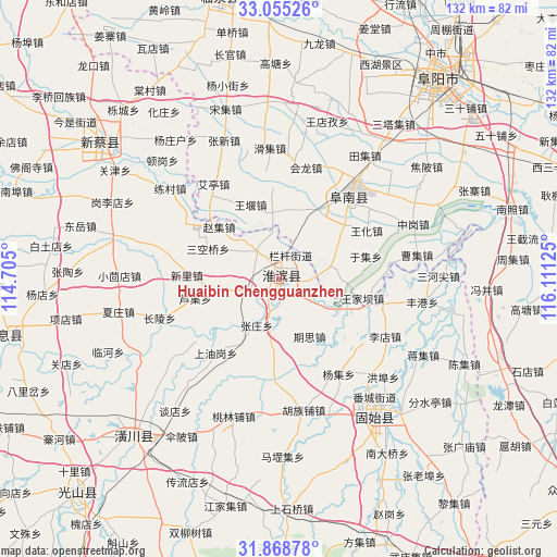 Huaibin Chengguanzhen on map