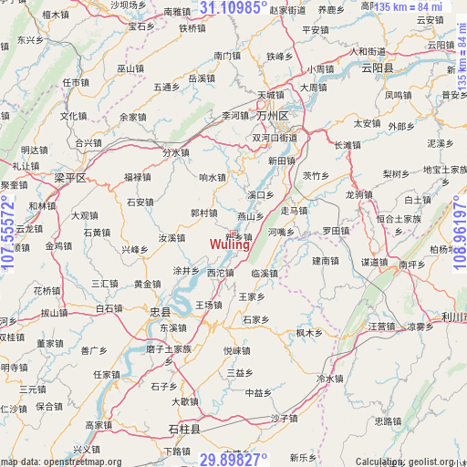 Wuling on map