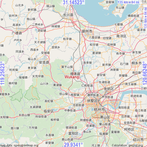 Wukang on map