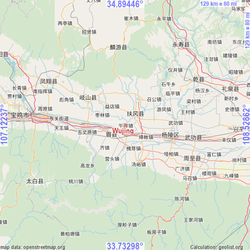 Wujing on map