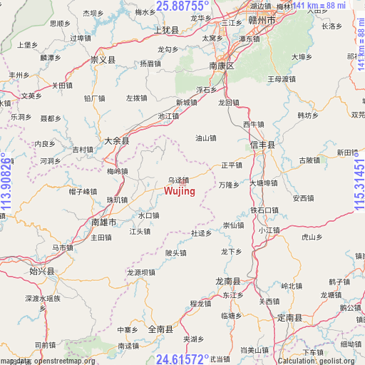 Wujing on map