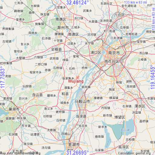 Wujiang on map