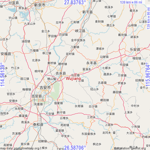 Wujiang on map