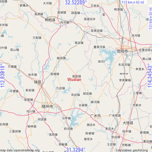 Wudian on map