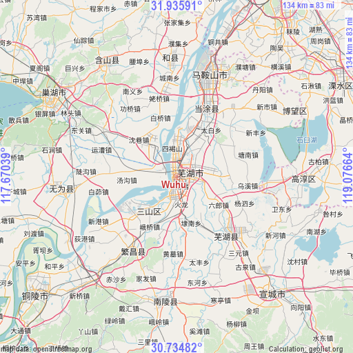 Wuhu on map