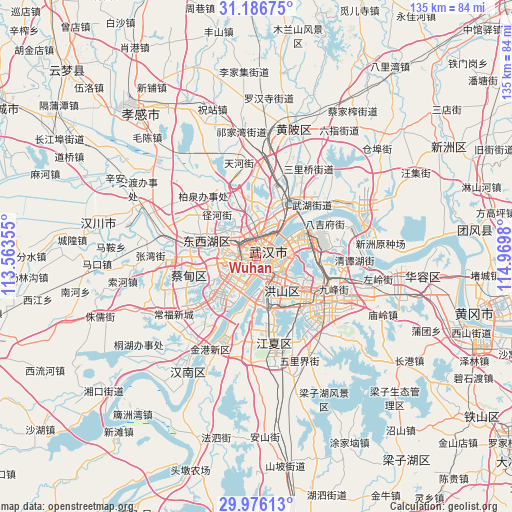 Wuhan on map