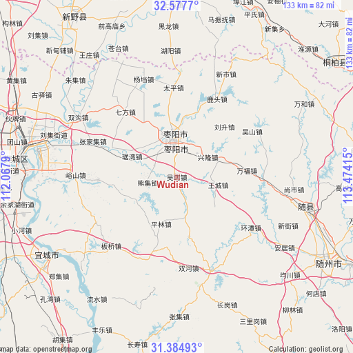 Wudian on map