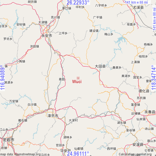 Wuci on map