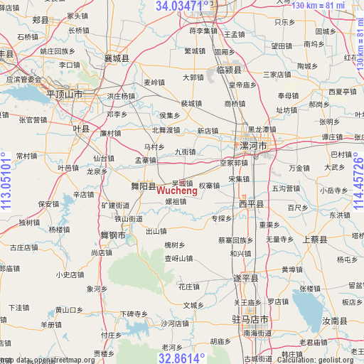 Wucheng on map