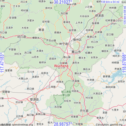 Wucheng on map